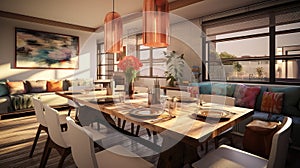 stylish blurred interior design rendering photo