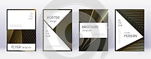 Stylish brochure design template set. Gold abstrac