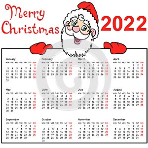 Stylish calendar withmuscular Santa Claus for 2022 photo