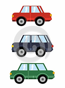 Stylish car icon set. Modern flat design style. Vector illustration. Car set for your design and web template. Engine transport in