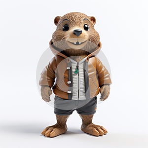 Stylish Cartoon Beaver Character With A Twist photo
