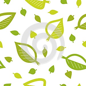 Stylish cartoon leaves seamless vector pattern, endless wallpaper or textile swatch with tree floral.