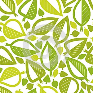 Stylish cartoon leaves seamless vector pattern, endless wallpaper or textile swatch with tree floral.