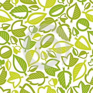 Stylish cartoon leaves seamless vector pattern, endless wallpaper or textile swatch with tree floral.