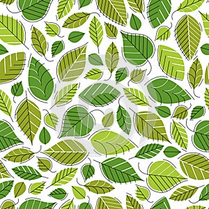 Stylish cartoon leaves seamless vector pattern, endless wallpaper or textile swatch with tree floral.