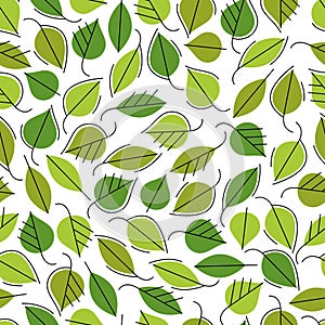 Stylish cartoon leaves seamless vector pattern, endless wallpaper or textile swatch with tree floral.