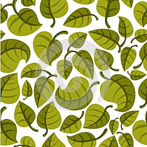 Stylish cartoon leaves seamless vector pattern, endless wallpaper or textile swatch with tree floral.