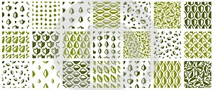 Stylish cartoon leaves seamless vector pattern set, endless wallpaper or textile swatch with tree floral, green spring life theme