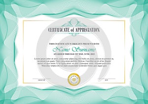 Stylish Certificate Frame with Guilloche border design