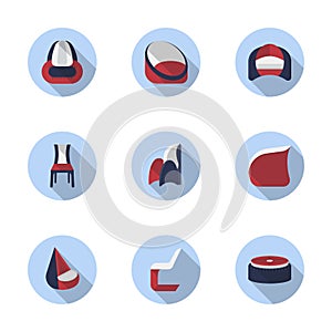 Stylish chairs flat color icons
