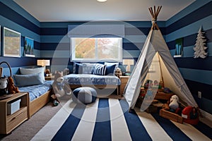 Stylish Child's Bedroom with Teepee and Toys