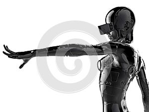 The stylish chromeplated cyborg the woman. 3d illustration.