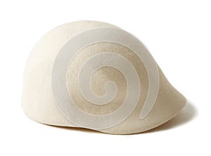 Stylish cloche-like white wool felt cap