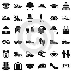 Stylish clothes icons set, simple style photo