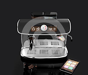 Stylish coffee machine with touch screen. 3D rendering image with clipping path.