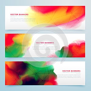 Stylish colorful watercolor banners set design