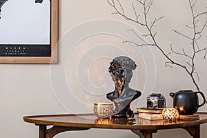 Stylish composition of elegant personal accessories. Retro home decor.