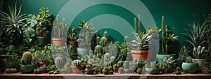 Stylish composition of home garden interior filled a lot of beautiful plants, cacti, succulents, air plant in different design pot