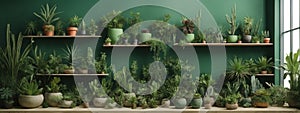 Stylish composition of home garden interior filled a lot of beautiful plants, cacti, succulents, air plant in different design pot