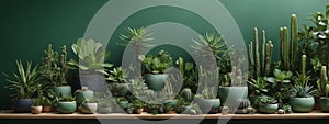 Stylish composition of home garden interior filled a lot of beautiful plants, cacti, succulents, air plant in different design pot