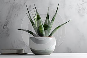 Stylish composition of home plants, cacti, succulents, air plant in different design pots.