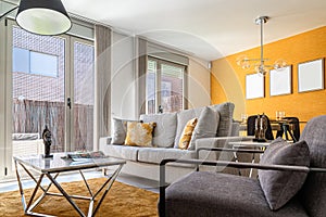Stylish contemporary living room interior with sofa