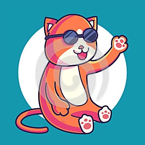 stylish cool cat using sunglasses. cartoon illustration