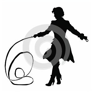 Stylish Costume Design: Silhouette Of Woman Pulling Rope photo
