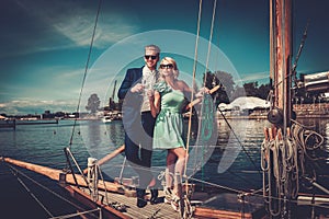 Stylish couple on a yacht