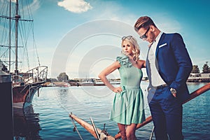 Stylish couple on a yacht