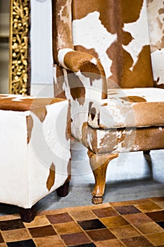 Stylish cow skin leather armchair