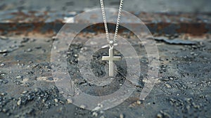 a stylish cross pendant necklace in a realistic photo, highlighting its timeless elegance and versatility as a fashion