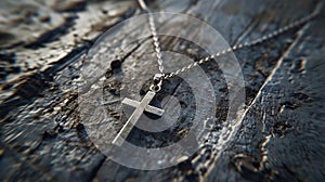 a stylish cross pendant necklace in a realistic photo, highlighting its timeless elegance and versatility as a fashion