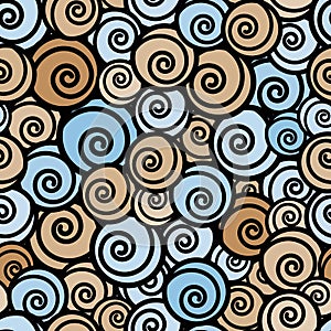 Stylish curls seamless pattern.