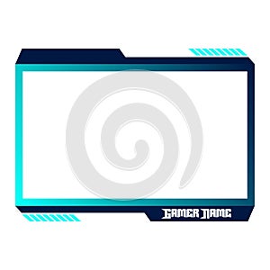 Stylish cyan and black gradient color gaming frame overlay for live gaming streamers. Live Streamer overlay vector illustration
