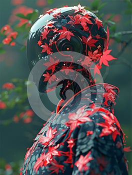 Stylish cyber girl with Futuristic tech style photo