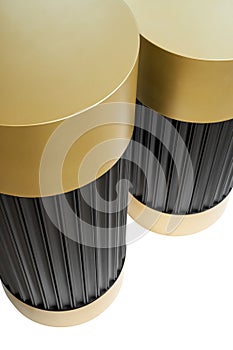 Stylish cylindrical bedstands on a white background