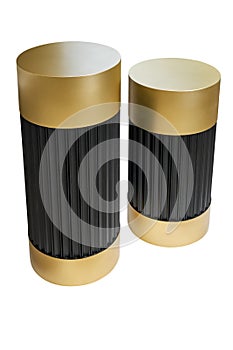 Stylish cylindrical bedstands on a white background