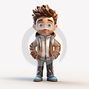 Stylish 4d Animation Of A Cute Man In Brown Jacket And Hat photo