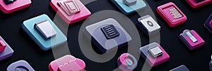 Stylish 3D vector icons for cloud computing and file sharing