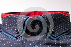 Stylish dark blue men's shirt with white spots