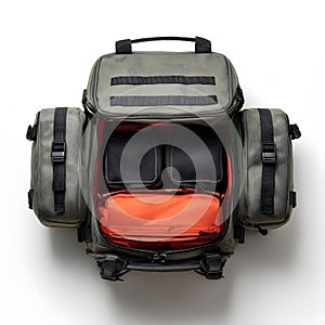 Stylish Dark Navy Nylon Backpack with Multiple Compartments and Leather Accents Displayed on White Background for Modern Travel