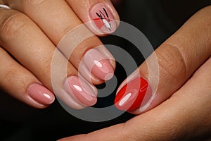 stylish design of manicure on beautiful nails