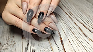 stylish design of manicure on beautiful nails