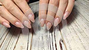 stylish design of manicure on beautiful nails