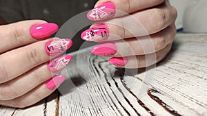 stylish design of manicure on beautiful nails