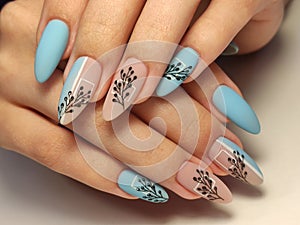 Stylish design of manicure on beautiful nails