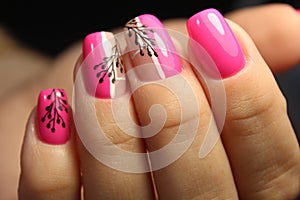 Stylish design of manicure on beautiful nails
