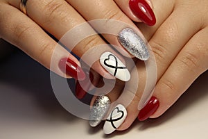 stylish design of manicure on beautiful nails