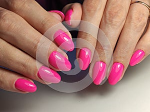 stylish design of manicure on beautiful nails